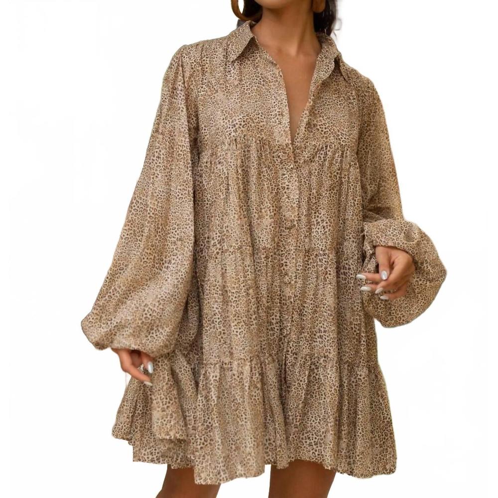 NEW ERIKA PEÑA anette button front mini dress in animal
